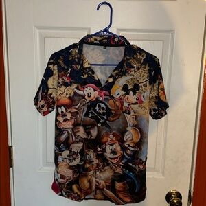 Disney Button Down Pirates Of Caribbean Mickey Mouse And Friends Hawaiian Shirt